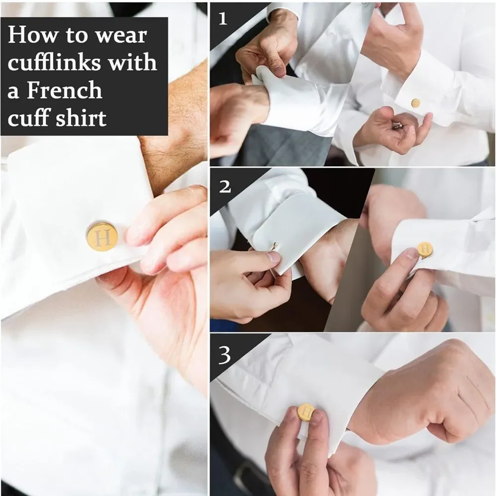 H Initial Cufflinks and Tie Clip Set for Men